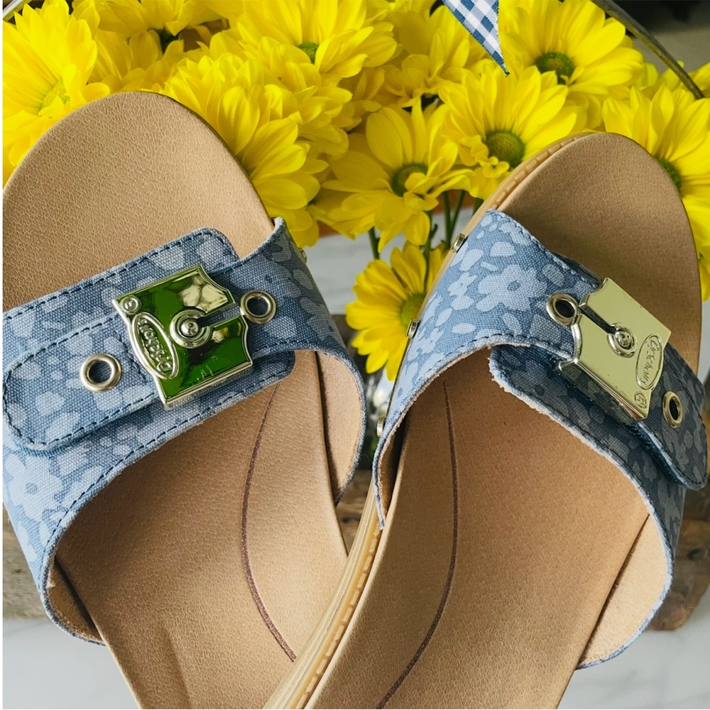 Dr. Scholl Flex Slides•Size 9•Shades of Denim Blue Canvas•Easy Off~Easy On🌼 - Picture 9 of 16